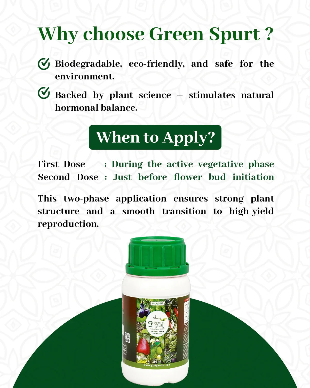 Green Spurt organic plant growth booster by Go4ganics, featuring protein hydrolysate and amino acids for healthy home garden plants.