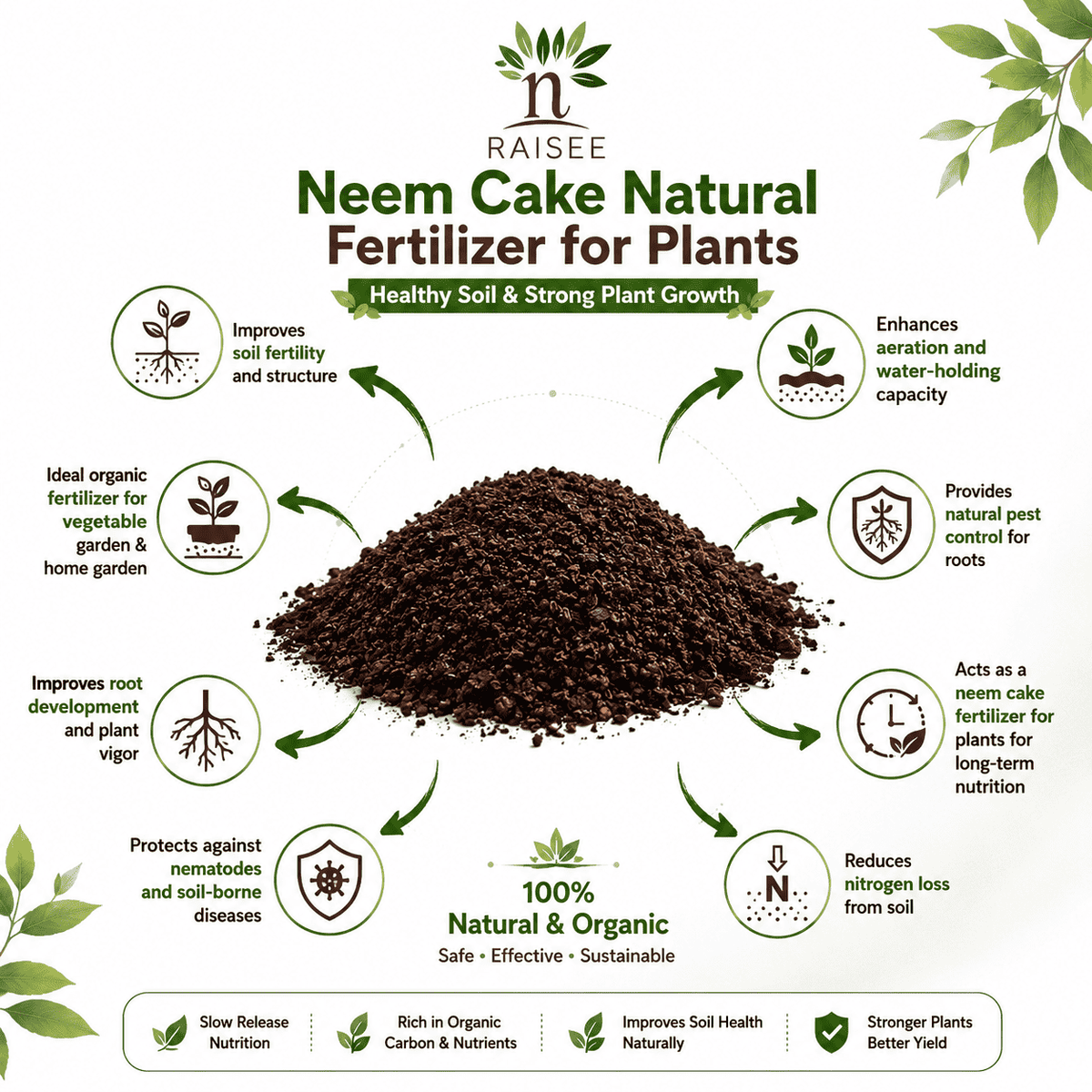 nRAISEE – Neem Cake Natural Fertilizer for Plants – 100% Pure