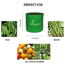 Set of 10 HDPE Grow Bags for vegetables by Go4ganics, durable plant planting containers for gardening and vegetable growth.