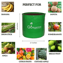 Pack of 10 HDPE grow bags for vegetables from Go4ganics, durable plastic containers for gardening and plant growth.