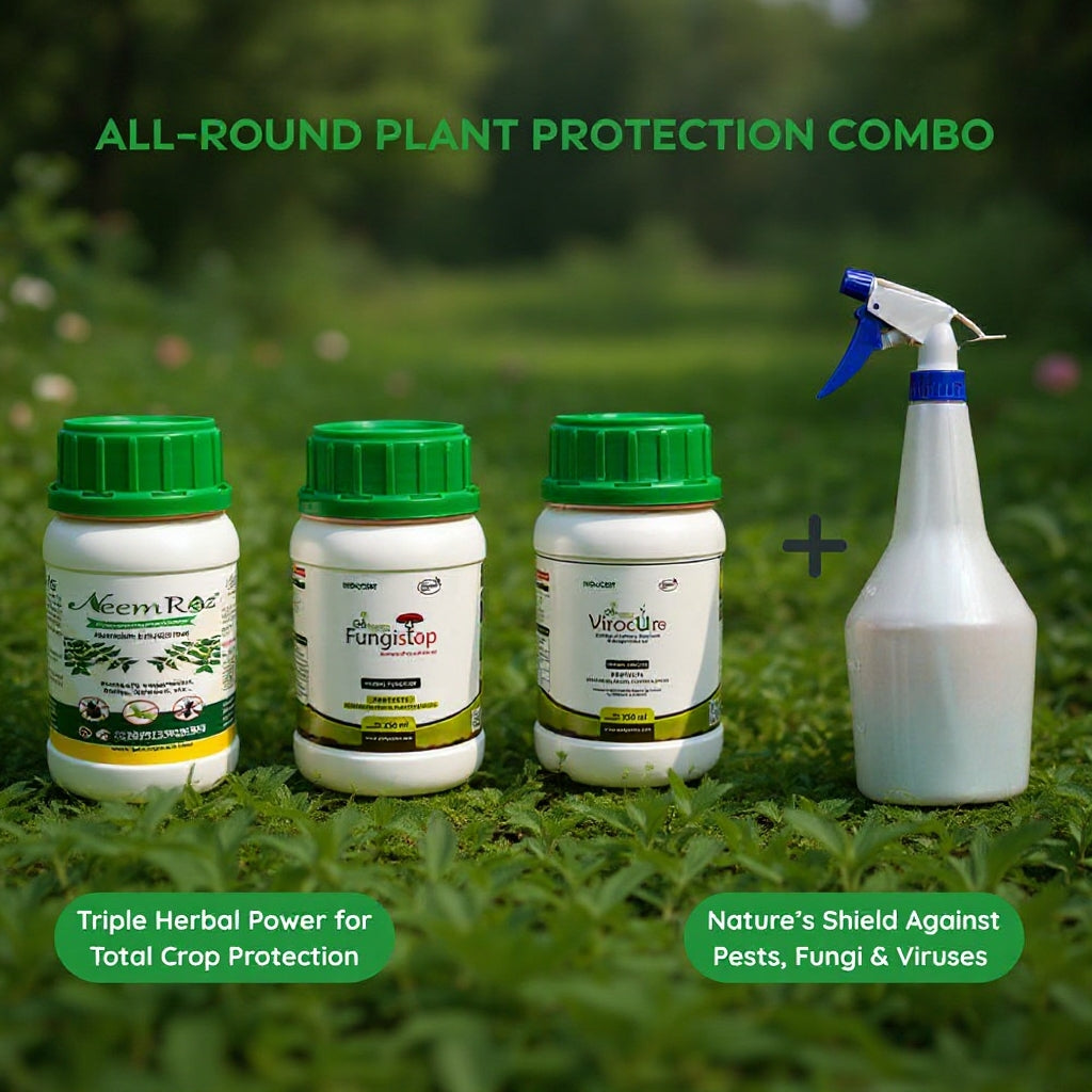 Three bottles and a spray bottle labeled 'All-Round Plant Protection Combo'