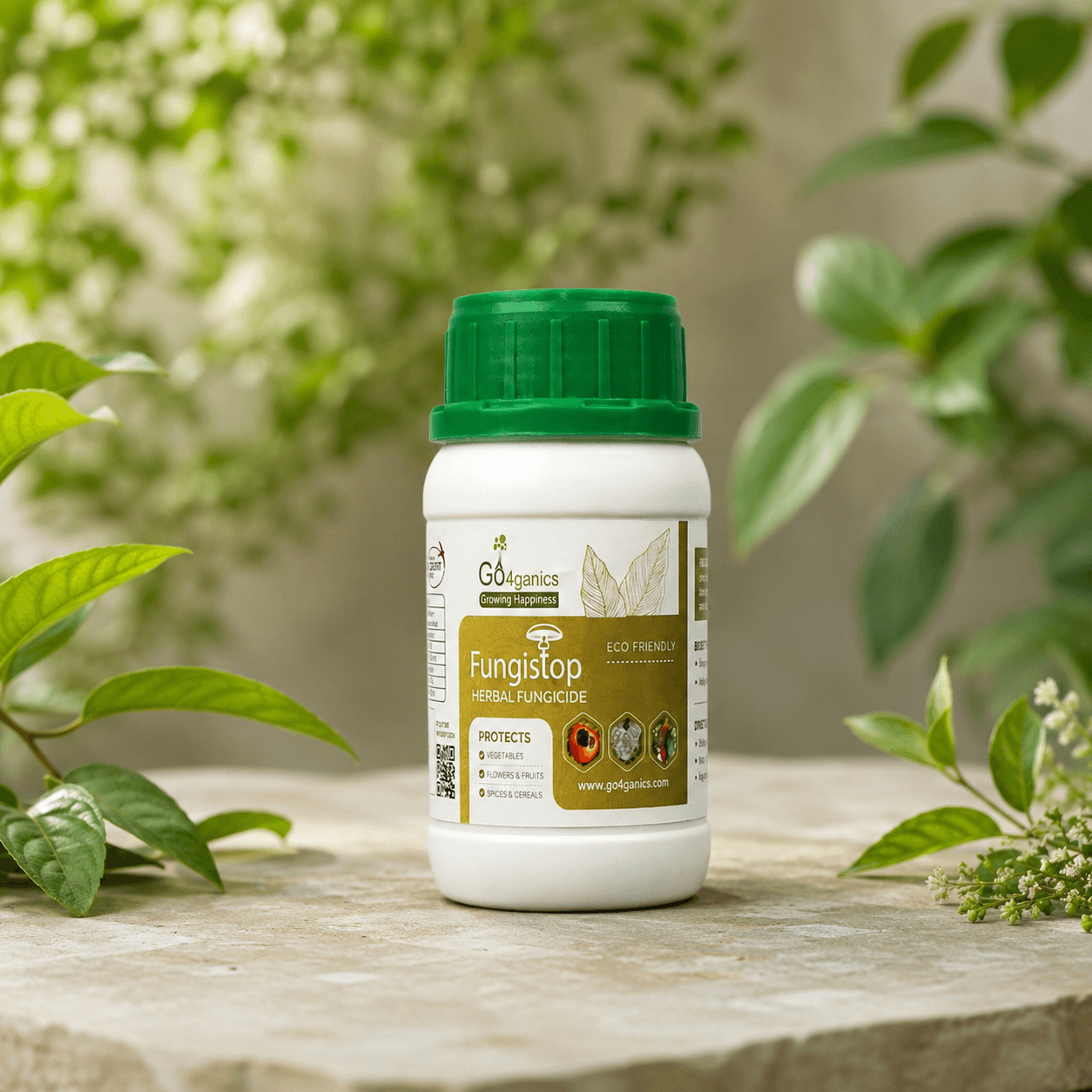 Go4ganics Fungistop herbal fungicide spray for plant disease control, protecting plants from fungal infections.