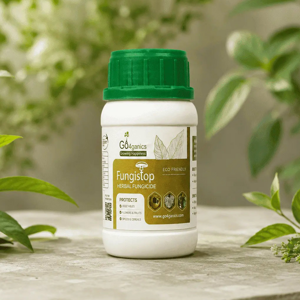 Go4ganics Fungistop herbal fungicide spray for plant disease control, protecting plants from fungal infections.
