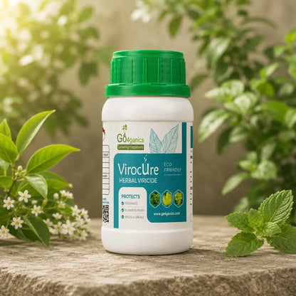 Go4ganics Virocure herbal viricide for plant virus control, natural plant protection spray in 250ml bottle.