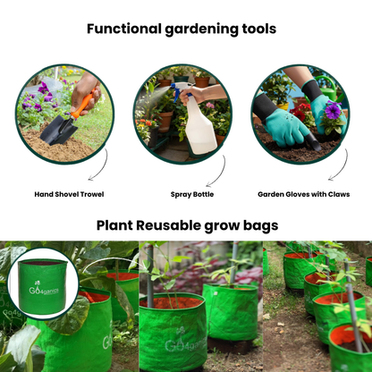 Gardening tools and reusable grow bags 