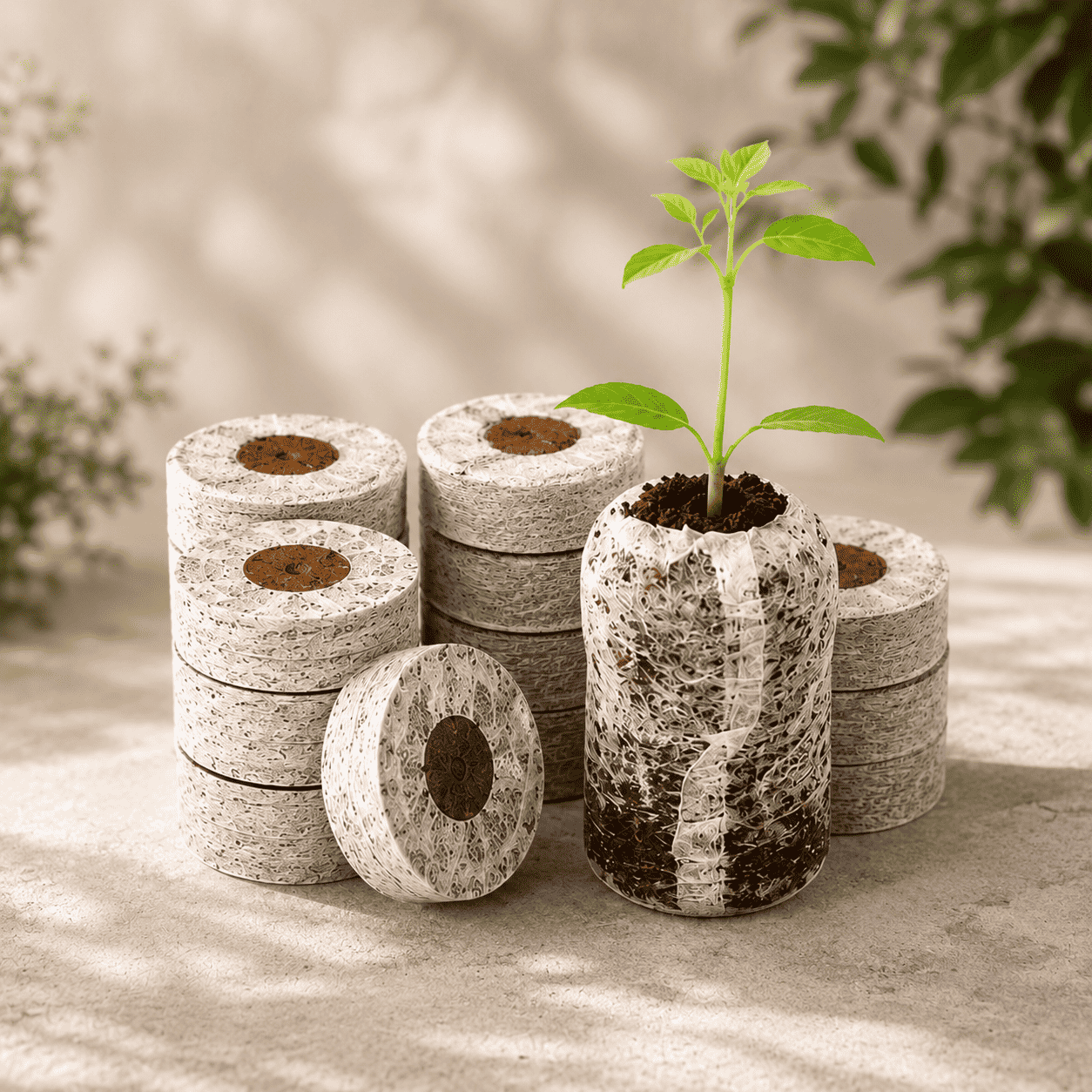 Go4ganics premium cocopeat coins for seed starting, compact growing media perfect for home garden planting, 50-piece set