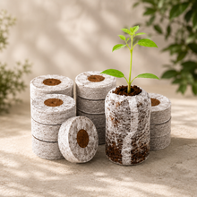 Go4ganics premium cocopeat coins for seed starting, compact growing media perfect for home garden planting, 50-piece set