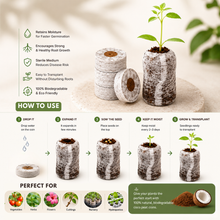 Go4ganics premium cocopeat coins for seed starting, compact growing media perfect for home garden planting, 50-piece set