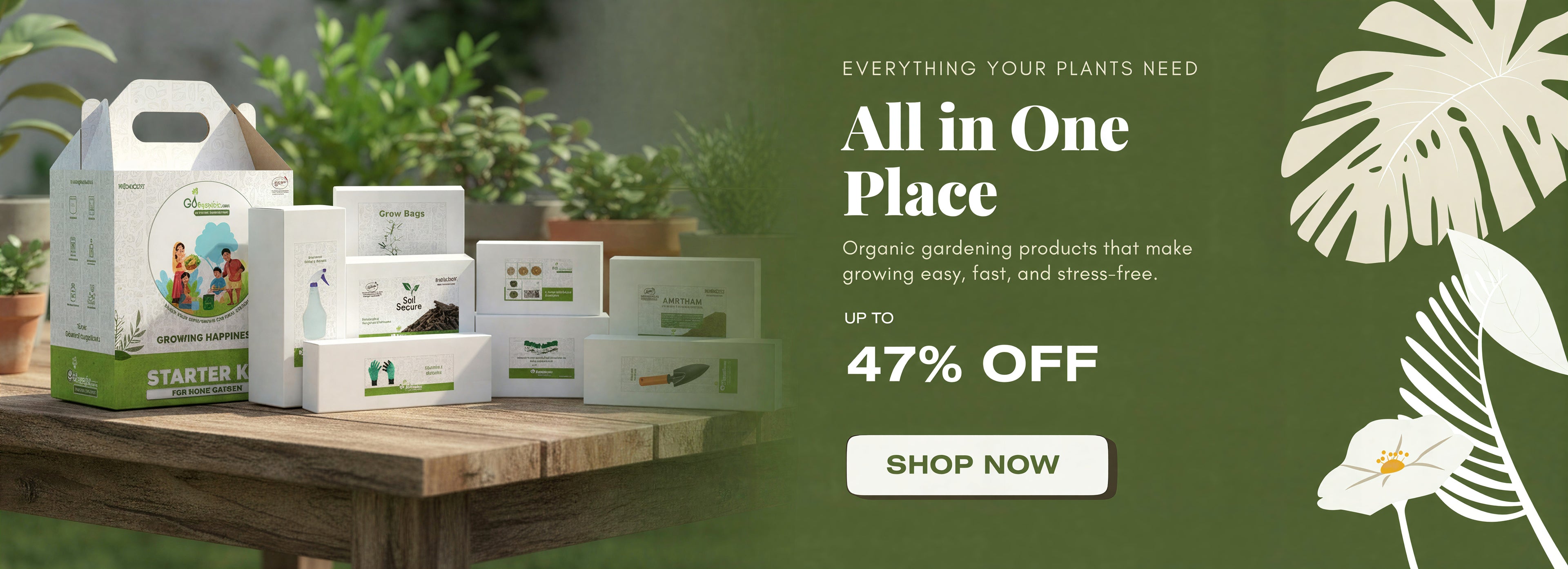 Go4ganics starter kits home garden kit with seeds and fertilizer