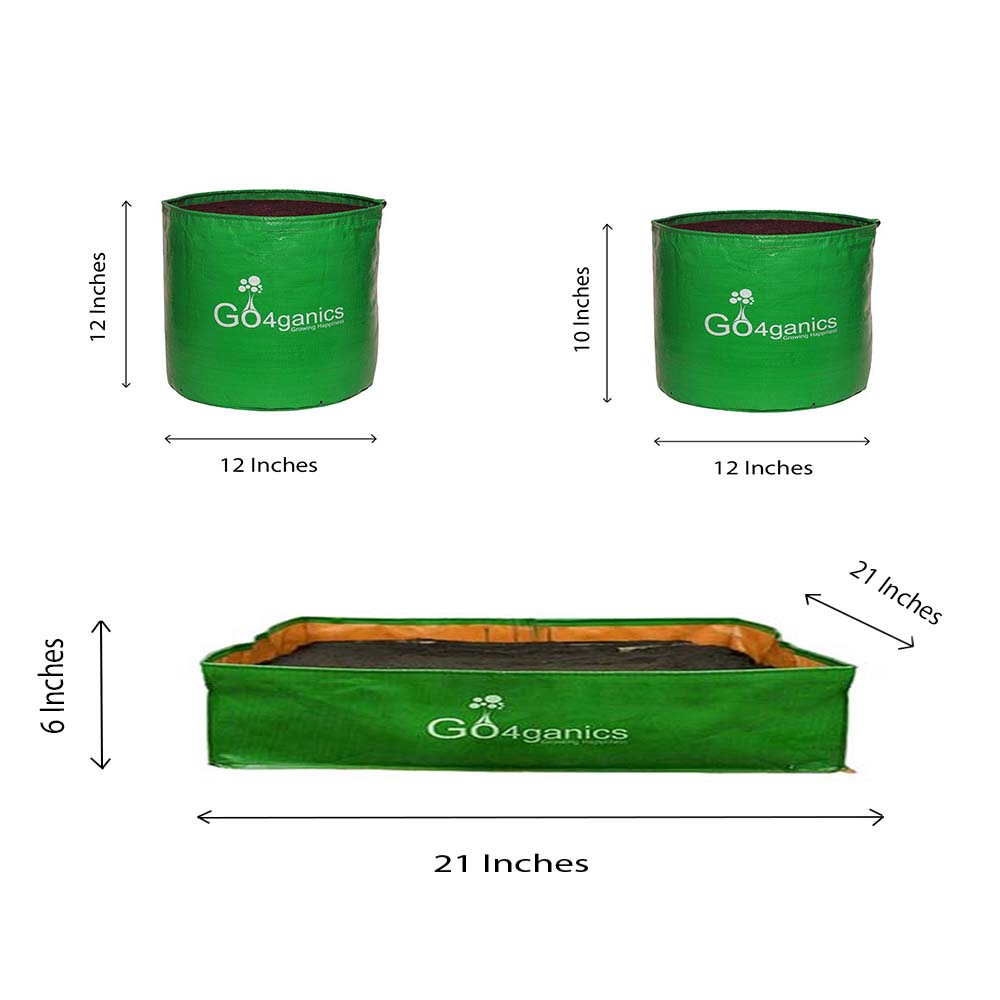 Mix Size Grow Bags for Balcony & Terrace Gardening (Pack of 5)