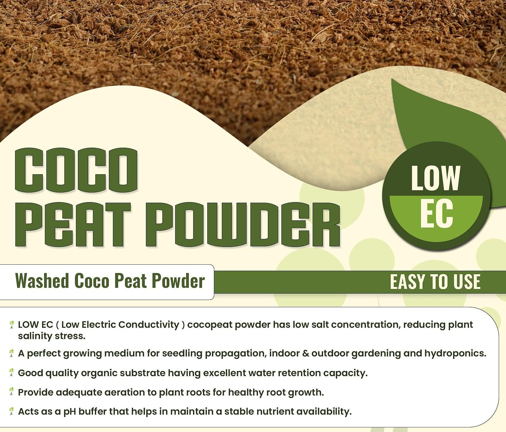 Go4ganics premium low EC cocopeat powder for gardening, showing fine, moist coco growing media for healthy plant growth.